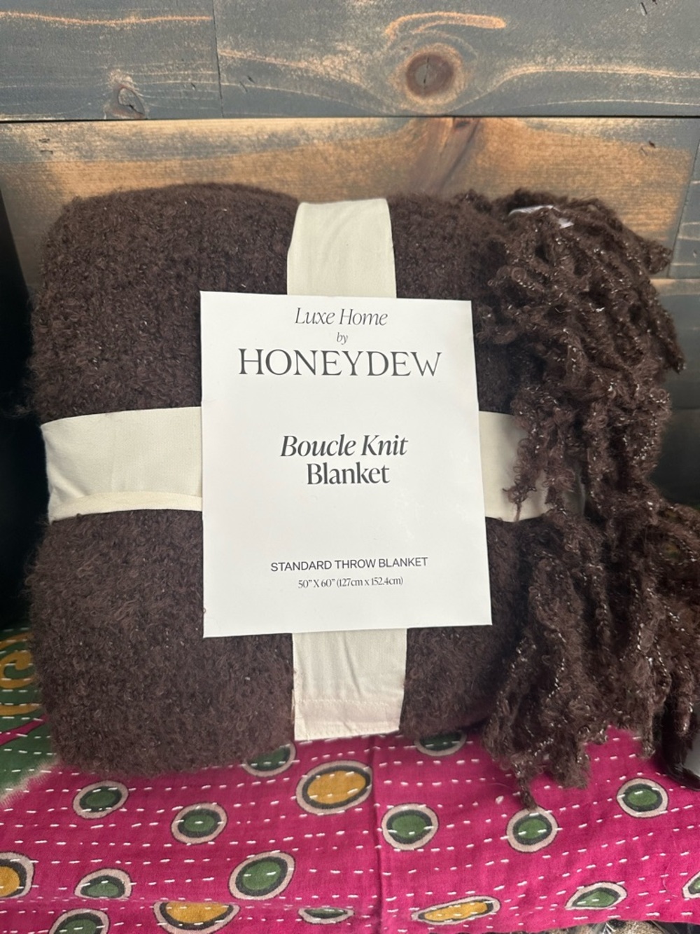 Honeydew Intimates Boucle Knit Throw Blanket - Dark Brown
